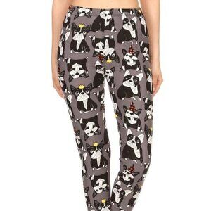 TCLC GRAY Multi color Dog Animal Print Full Length Leggings Size 12-20 NWT